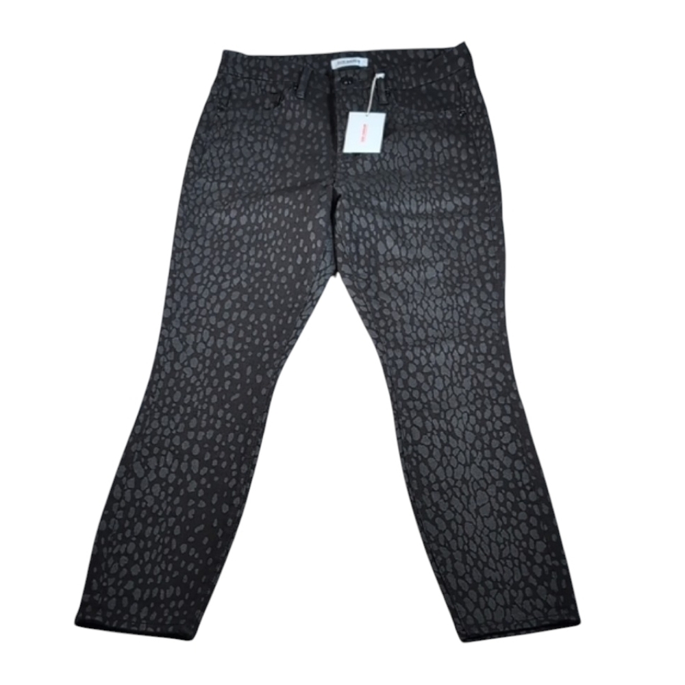 Good American Good Legs Crop Black Leopard Print Skinny Jeans Size 8/29
